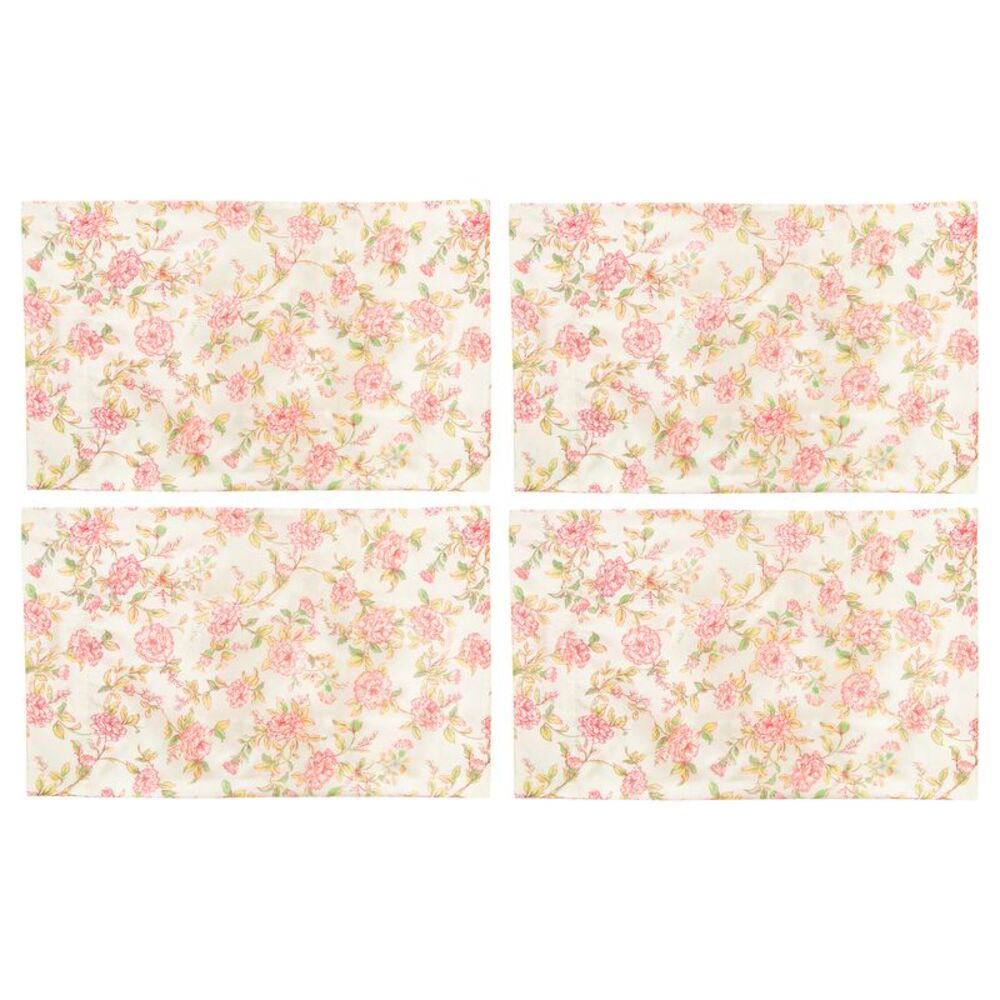 Satin Pillowcase in Coral and White Floral Print Standard Size, Set of 4